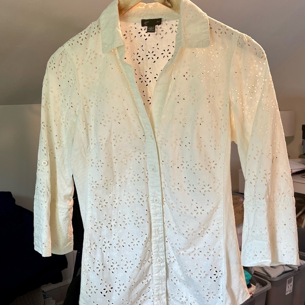 Anthropologie Fei Eyelet Shirt Size 2 - Picture 6 of 7